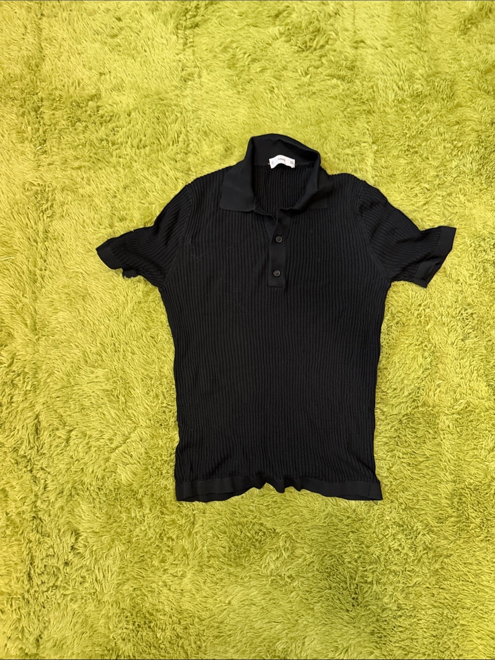 Men's Black Ribbed Polo Shirt — Soft Knit Short Sleeve